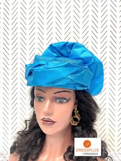 HEADTIE HAT /. READY-TO-WEAR HEADWRAP ASSORTED EMBELLISHMENTS (ACCESSORIES) This headtie hat is beautifully handcrafted comfortable, lightweight, and stress-FREE.  NO TYING IS REQUIRED. I already did all the tying for you. It is Ready to wear and will compliment many outfits. One size fits most people. it Is easy to store. AVAILABLE IN ANY COLOR OF YOUR CHOICE GELE HAT NOTE DISCLAIMER DISCLAIMER: Handmade products are individually made. Thus, there is a slight difference between one product and Church Fascinator One Size Fits Most, Adjustable Costume Hats And Headpieces For Church, Summer Wedding Headwrap, Adjustable Summer Wedding Headwrap, Summer Wedding Adjustable Headwrap, Blue Turban For Party, Fitted Headband Bonnet For Wedding, Fitted Cap For Wedding, Fitted Mini Hats With Headband