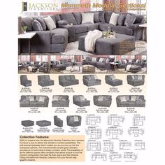 an advertisement for a sectional sofa with the instructions to make it look like it has been made