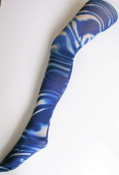 "FULL FOOT Patterned Printed Tights ONE SIZE FITS TO 42\" HIP - 8 to size 14 UK approx. TOP QUALITY PRINT AND THICKNESS, more styles in our shop  PLENTY OF STRETCH -  Item is digitally printed made to order Blue & White Swirly 60's 90% + NYLON" Muscular Legs, Printed Tights, Womens Tights, Socks And Hosiery, Print Making, Tights, Print Quality, Pop Art, Blue And White