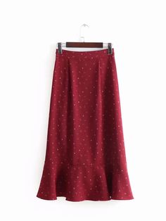 Fabric:polyester Color:Wine red Size(cm):S,M,L S:waist:66cm,length:83cm M:waist:70cm,length:84cm L:waist:74cm,length:85cm Red Asymmetrical Maxi Skirt Chic Style, Red Asymmetrical Ruffled Skirt, Red Ruffled Midi Skirt, Red Asymmetrical Lined Maxi Skirt, Red Tiered Ruffle Maxi Skirt, Red Asymmetrical Maxi Skirt With Lining, Red Ruffled Flared Skirt, Red Asymmetrical Skirt With Ruffles, Red Ruffle Hem Skirt