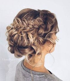 Messy Braided Updo for Prom Prom Hair Updo, Fishtail Braid, Braided Hairstyles For Wedding, Formal Hairstyles, Wedding Hair And Makeup, Homecoming Hairstyles, Hair Dos, Hair Designs, Bridesmaid Hair