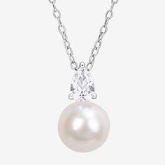 Pearl Type: Cultured Freshwater PearlsJewelry Closure: Spring Ring ClaspLink Construction: SemisolidPearl Size: 8.5mmMetal Color: WhiteChain Length: 18 InchChain Width: 1 MillimetersPendant Length: 15.1mmPendant Width: 8.7mmMetal: Sterling SilverChain Construction: CableCare: Wipe CleanStone Type: 1 Lab Created SapphireBirthstone: June BirthstoneNecklace Type: Pendant NecklacesCountry of Origin: Imported Pearl Types, Sterling Silver Necklace Pendants, Silver Pendant Necklace, Sterling Silver Pendant, Spring Rings, Type 1, Sterling Silver Pendants, Jewellery And Watches, Silver Pendant