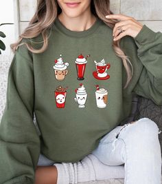 "Christmas Coffee Sweatshirt, Christmas Sweatshirt, Christmas Shirt, Coffee Lover Gift Worker Winter Christmas Snowman Latte Coffee Lover PPRODUCT DESCRIPTION PERFECT GIFT for friends, family, and coworkers. Order affordable, high-quality, personalized t-shirts. Carefully hand-printed using the latest printing technology and premium inks.\" - Garment type: unisex Sweatshirt. - Material: 50% cotton, 50% polyester  - Soft cotton and quality print make users fall in love with it over and over again Halloween Films, Halloween Film, Coffee Sweatshirt, Sweater Christmas, Autumn Coffee, Emergency Room, Coffee Shirts, Sweatshirt Christmas, Holiday Sweater