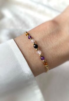 Empath Protection Bracelet. Gold Filled. Black Tourmaline, Rose Quartz, Amethyst, Tiger's Eye Bracelet. Delicate Crystal Bracelet. - Etsy Empath Protection, Beading Cord, Tiger Eye Bracelet, Protection Bracelet, Amethyst Beads, Eye Bracelet, Quartz Rose, Tiger's Eye, Crystal Bracelet