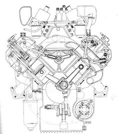 a drawing of the engine and parts for a motorcycle