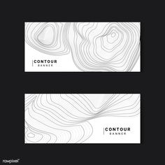 two white and black business cards with wavy lines on the front, back and sides