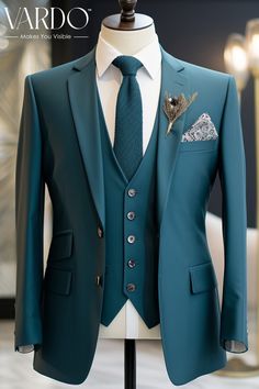 >>ORIGINAL ARTWORK AND CONTENT, PLEASE DO NOT COPY<< Men Suits, Suits For Man, Premium Peacock Blue Three-Piece Suit for Men- Elegant and Stylish Formal Wear for Men piece Wedding Suit, Double Breasted, Formal Fashion Slim Fit Suit Elevate your style game with our Peacock Blue Three Piece Suit for men. Crafted with precision and designed for sophistication, this suit is your go-to choice for formal occasions and special events. 👔 Impeccable Tailoring: Our skilled artisans have meticulously tailored this suit to perfection, ensuring a comfortable fit and a sharp, confident look. 🌟 Stand Out in Style: The rich peacock blue color exudes confidence and uniqueness, making you the center of attention at weddings, galas, and business meetings. 💼 Versatile Elegance: The three-piece design inclu Suits Men Different Colors, Suits Color For Men, Peacock Blue Suit Men, 3pcs Suit Men Wedding, Dark Teal Wedding Suit, Mans Suit Style, 3pc Suit For Men Wedding, Unique Men Suits, Teal Groomsmen Attire