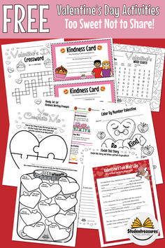 valentine's day activities and printables for kids to share with each other