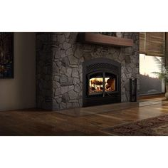 Valcourt Faceplate Louvers for Waterloo-Arched High-Efficiency Wood Fireplace - US Fireplace Store Arched Fireplace Inserts, Black Mantle Fireplace, Arched Fireplace, Zero Clearance Fireplace, Brick Fireplace Wall, Black Mantle, Fireplace Dimensions, Refractory Brick, Black Brick Wall