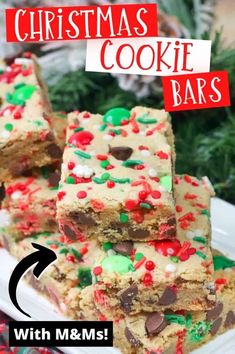 christmas cookie bars stacked on top of each other