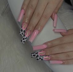 Cow Print French Tip Nails, Cow Print French Tips, Nails With Cow Print, Print French Tip Nails, Cow Print Nails, Cow Nails