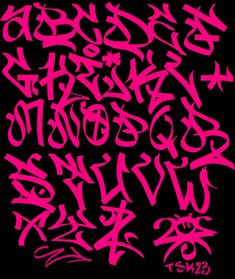 pink graffiti font on black background