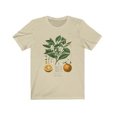 Orange Vintage Botanical Tee - Etsy Vintage Botanical, A Well, Work Shirts, Cute Shirts, Bella Canvas, Wellness Design, Neck T Shirt, To Look, Print Design