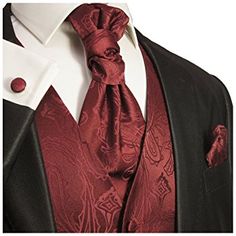 Paul Malone Burgundy Paisley Tuxedo Vest Set Maroon Tuxedo, Red Tuxedo, Maroon Wedding