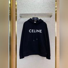 Stunning Celine Vintage Black Logo Hoodie Sweatshirt. Size: S Brand New With Tags Chic Outfits Edgy, Sweat Suits Women, Celine Vintage, Stylish Hoodies, Mens Luxury Fashion, Looks Black, Korean Girl Fashion, Todays Outfit, Sporty Outfits