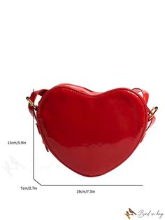 BirdinBag - Neon Red Heart-Shaped Mini Novelty Bag with Zipper - PU Leather Trendy Shoulder Bag With Zipper For Valentine's Day, Trendy Valentine's Day Shoulder Bag With Zipper, Valentine's Day Trendy Shoulder Bag With Zipper, Trendy Heart-shaped Shoulder Bag For Valentine's Day, Valentine's Day Crossbody Shoulder Bag With Adjustable Strap, Trendy Heart-shaped Shoulder Bag With Zipper Closure, Valentine's Day Crossbody Shoulder Bag With Zipper, Valentine's Day Crossbody Bag With Zipper Closure, Heart-shaped Shoulder Bag With Zipper Closure