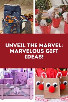 several different pictures with text that says, unwell the marvel marvelous gift ideas