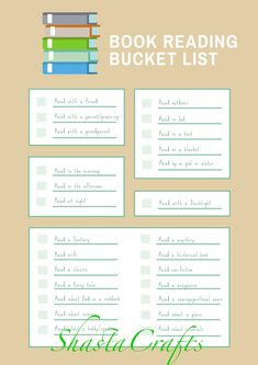 a book reading bucket list with books stacked on top