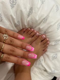 Pink Tip Nails, Short Square Acrylic Nails, Cute Gel Nails, Acrylic Nails Coffin Short, Summer Acrylic Nails, Short Acrylic Nails Designs, Pink Nail