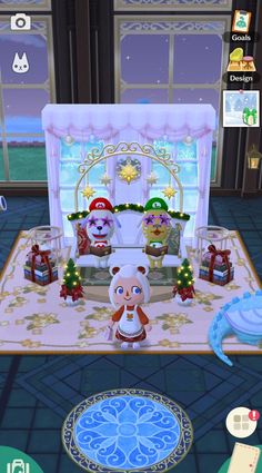 an animal themed living room is shown in this screenshot from the game animal crossing