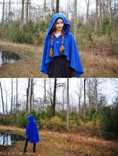 Please read the full description before ordering! Our series of fleece cloaks and jackets blur the line between fantasy and fashion, making them a great choice for both costumes and everyday attire! This cloak is made of lightweight, anti-pill fleece - comfortable for wear around town, at events, or exploring nature! Choose your own colors! Pictured in royal blue. The beautiful leaf clasps add an elegant woodland touch to this lovely cloak. We custom-make this cloak in your size, so send us your Winter Costume Cape With Long Sleeves, Winter Cape For Costume Events, Winter Long Sleeve Cape For Costume, Winter Larp Costumes With Long Sleeves, Fantasy Cape For Costume Party In Winter, Winter Long Sleeve Larp Costumes, Fantasy Winter Cape For Costume Party, Elvish Winter Costume For Larp, Fantasy Style Winter Costume Cape