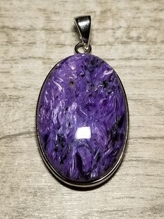 Genuine Natural CHAROITE stone set in Sterling Silver Charoite Crystal, Healing Crystal Jewelry, Gemstone Healing, Leicester, Healing Crystal, Stone Settings, Crystal Pendant, Crystal Jewelry, Pendant Necklaces