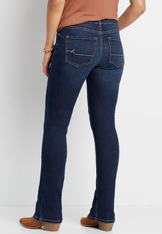 m jeans by maurices™ Classic Slim Boot Mid Rise Jean | maurices Popular Jeans, Jeans Dark Wash, Cute Jeans, M Jeans, Womens Jeans, List Style, Mid Rise Jeans, Spandex Fabric, Colored Jeans