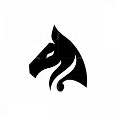 the silhouette of a horse's head is shown in black on a white background