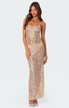 Sequin Sheer Mesh Maxi Dress Sheer Dress Glitter, Rhinestone Strap Maxi Dress, Definitely Maybe Sequin Maxi Dress, Slippers Outfit, Large Sequins, Nye Outfits, Bachelorette Outfits, Mesh Maxi Dress, Sequin Maxi