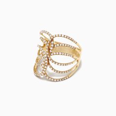 Effy D'Oro 14K Yellow Gold Diamond Negative Space Ring, 0.54 TCW Diamond Knot Ring, Space Ring, Crossover Diamond Ring, Space Rings, Glamour Jewelry, Bezel Set Diamond Ring, Diamond Circle Pendant, Gold Diamond Hoop Earrings, Yellow Gold Diamond Ring