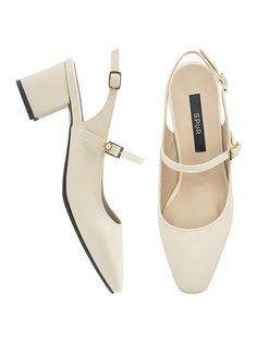 Editor's NotesSPUR's shoes are unique and timeless for everyday wear.- Light-weighted maryjane slingback- Eye-catching smooth leather detail- Modern trendy square front toe - Set on a stacked heel for comfortable fit- Feminine and minimal style- Daily point itemMeasurements(in.)- Size: KR 230MM (US 6) ~ KR 255MM (US 8.5)- Heel Height: 2.0in.Composition & Care- Synthetic leather- Avoid direct heat and moisture- Professional cleaning is recommendedDesigner- by SPUR Beige Square Toe Slingback Pumps, Mary Jane Slingback Pumps With Block Heel, Chic Square Toe Mary Janes With Heel Strap, Chic Mary Janes With Heel Strap And Square Toe, Beige Slingback Pumps With Buckle Closure And Block Heel, Beige Slingback Pumps With Buckle Closure, Square Toe Mary Janes With Heel Strap, Mary Jane Heels With Heel Strap And Square Toe, Mary Janes With Heel Strap And Square Toe