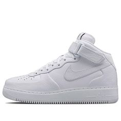 NikeLab Nike Air Force 1 Mid White 819677-100 (AF1/SNKR/Skate/Casual/Unisex/Mid Top) White Leather Nike Air Force 1 For Streetwear, Classic White Nike Air Force 1 With Boost Midsole, Classic White High-top Nike Air Force 1, Classic White Custom Sneakers For Light Sports, Classic White High-top Sneakers With Cushioned Footbed, White Mid-top Nike Air Force 1 For Streetwear, White Nike Classic High-top Sneakers, Classic White Nike High-top Sneakers, White Nike Air Force 1 For Sports