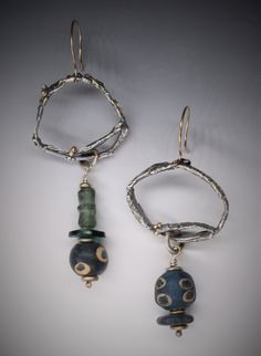 Discover Ancient Whisper Earrings by Nina Mann, and get inspired by more original art and unique treasures created by artists. Shop now! Rustic Bronze Earrings, Soft Soldering, Work Earrings, Earthy Earrings, Asymmetrical Earrings, Organic Jewelry, Bronze Earrings, Unusual Earrings, Roman Glass