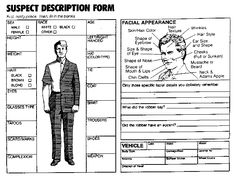 a black and white drawing of a man in a suit with the words subject description form