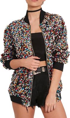 Cresay Women's Sequin Fitted Long Sleeve Zipper Blazer Bomber Jacket-Rainbow S at Amazon Women’s Clothing store T Swift Concert, Eras Outfit Ideas, Taylor Swift Eras Outfits, Taylor Swift Concert Outfit Ideas, Eras Concert, Taylor Swift Concert Outfit, Taylor Concert, Eras Tour Ideas, Eras Outfit