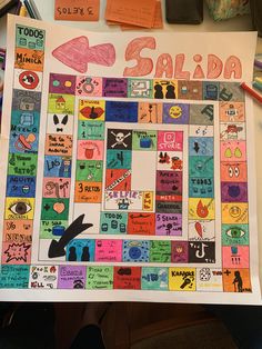 a poster with words and pictures on it that say sallada in different languages