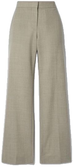 Beige Wide Leg Tailored Pants, Wide Leg Beige Wool Pants, Wool Ankle-length Office Pants, Wool Wide-leg Pants For Business Casual, Beige Wide Leg Wool Pants, Wool Ankle-length Pants For Office, Beige Wide Leg Bottoms For Tailoring, Beige Wool Wide Leg Pants, Beige Wool Pants For Business Casual