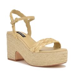 Trendy Straw Heels For Vacation, Natural Straw Platform Espadrilles, Straw Sandals With Stacked Heel And Round Toe, Summer Straw Sandals With Block Heel, Trendy Natural Straw Sandals, Beige Braided Sandals For Spring, Spring Beige Braided Sandals, Beige Straw Sandals With Stacked Heel, Natural Straw Sandals With Stacked Heel