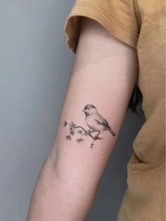 a small bird tattoo on the arm