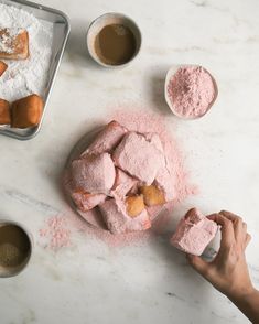 the powdered dough has been made into pastries