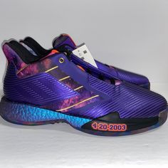 Adidas T-Mac Millennium 2 Basketball Shoes Purple Galaxy Men 11.5 Fv5589 Raptors Adidas Purple Leather Sneakers, Purple Leather Adidas Sneakers, Adidas Low-top Running Shoes With Abzorb Midsole, Adidas Fade-resistant Training Sneakers, Purple Round Toe Basketball Shoes For Training, Dynamic Low-top Fade-resistant Basketball Shoes, Adidas High-top Running Shoes Fade-resistant, Adidas High-top Fade-resistant Running Shoes, Low-top Fade-resistant Basketball Shoes