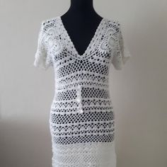 Pareo Dress, White Crochet Dress, Dress Minimalist, Mother Day Gift, Unique Outfit, Summer Swimwear, Dress Handmade, Lace Tunic, Winter Cardigan