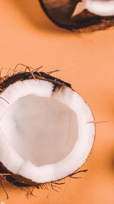 a half eaten coconut sitting on top of a table