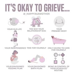 a poster with the words it's okay to grieve and other things