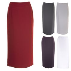 "Smart long ladies skirt 34\" length, suitable for formal and casual occasions.  Double stitching detail on the front. This skirt has a pleated split / vent on the back. The stunning  skirt is fully lined in high quality viscose lining No elastication on the waistband Fabric Main: 100% Polyester; Lining: 100% Viscose Length (Approx): 34\" / 86.5cm" Elegant Red Pencil Skirt, Elegant Red Long Pencil Skirt, Elegant Long Red Pencil Skirt, Elegant Red Lined Pencil Skirt, Red Pencil Skirt For Formal Occasions, Red Formal Pencil Skirt, Classic Solid Color Formal Skirt, Classic Long Skirt For Formal Occasions, Classic Formal Solid Color Skirt