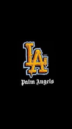 the los angeles dodgers logo is shown on a black background with yellow letters and stars