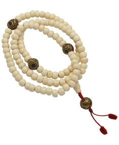 Beaded Mala Holistic Wooden Beads For Festivals, Spiritual Beaded Bracelet With Large Beads For Meditation, Adjustable 108 Beads For Blessing, White Wooden Spiritual Beads, White Spiritual Wooden Beads, Spiritual White Wooden Beads, Traditional Beaded Bracelets With Round Beads For Blessing, Adjustable Mala With 8mm Beads For Blessing, Traditional White Beads For Healing