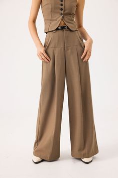 Ancosti wide leg suit trousers Fashion Definition, Waistcoat Outfit, Trousers Women Wide Leg, Trousers Details, Real Fashion, Suit Trousers, Fly High, Trouser Suits, Three Piece