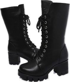 Gothic Boots For Fall, Edgy Winter Knee-high Boots With Zipper, Edgy Winter Knee-high Boots With Zipper Closure, Edgy Knee-high Boots With Zipper For Winter, Punk Style Lace-up Boots With Zipper For Winter, Gothic Platform Boots For Spring, Winter Lace-up Boots With Zipper For Streetwear, Faux Leather Lace-up Boots With Zipper, Faux Leather Lace-up Boots With Zipper Closure