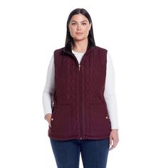 This plus size Weathercast multi-quilted plush lined vest is designed with strategic and modern quilting for a flattering and stylish fit. Click on this WOMEN'S GUIDE to find the perfect fit and more! This plus size Weathercast multi-quilted plush lined vest is designed with strategic and modern quilting for a flattering and stylish fit. Click on this WOMEN'S GUIDE to find the perfect fit and more! FEATURES Sleeveless Zip front closure Quilted exterior 2 side welt snap pockets Plush lining Trans Modern Quilting, Outerwear Coats, Merlot, Modern Quilts, Fabric Care, Quilting, Coats Jackets, Perfect Fit, Exterior